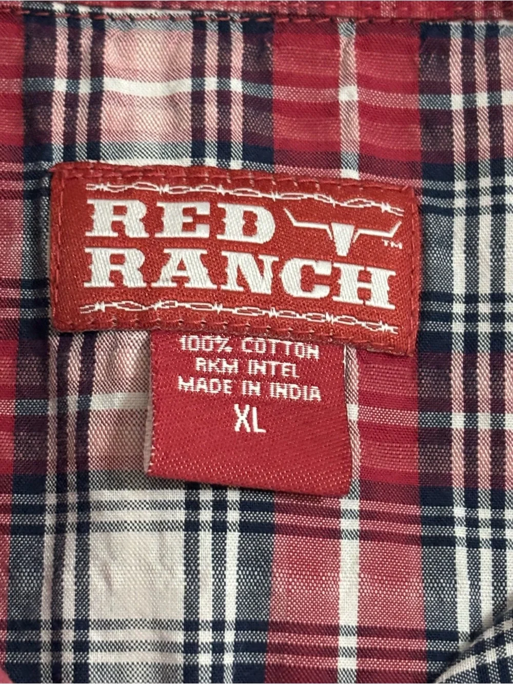 Red Ranch Long Sleeve Plaid Pearl Snap Western Shirt XL